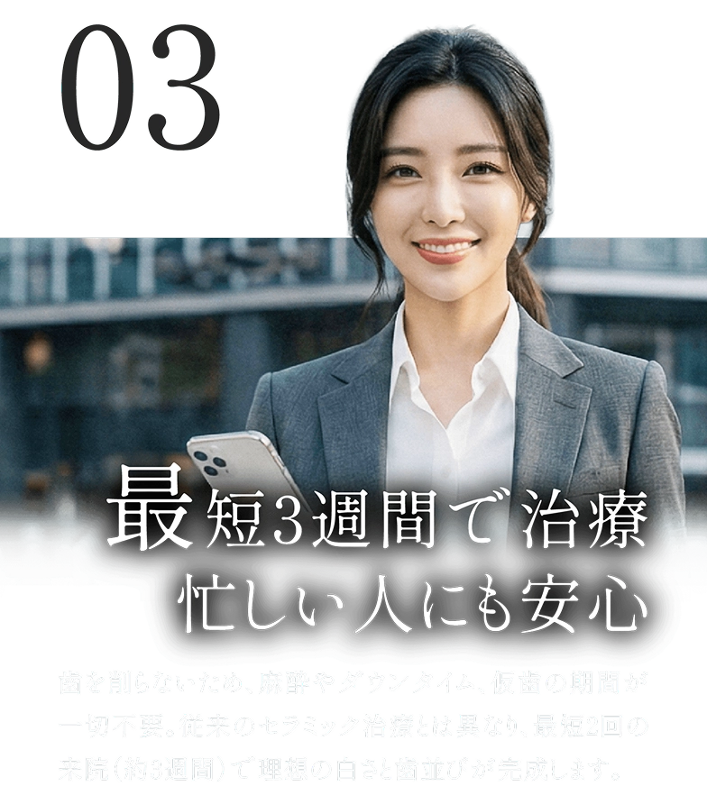 最短3週間で治療 忙しい人にも安心